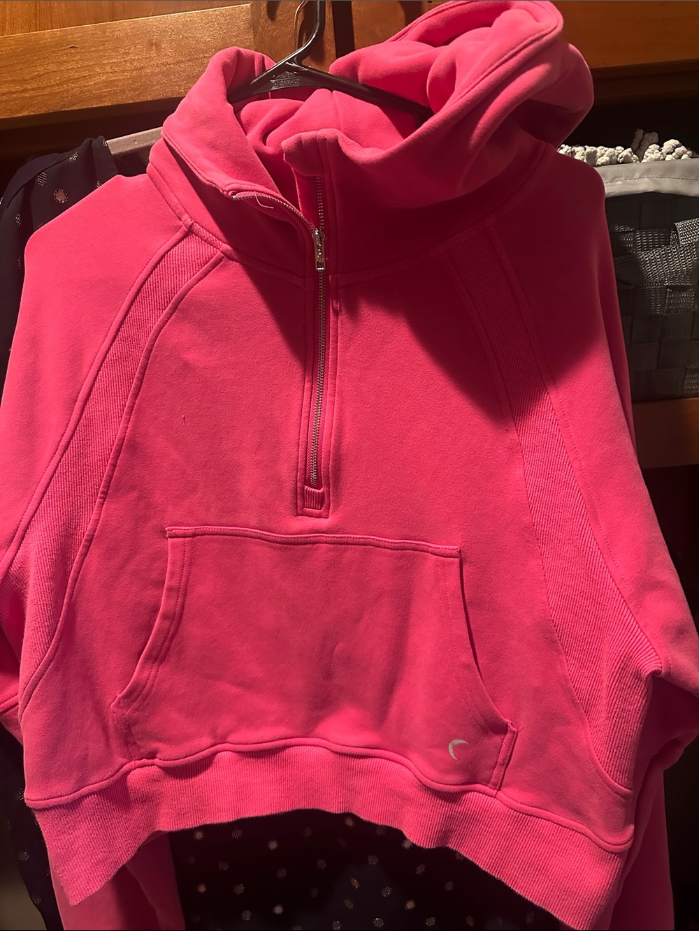 Zyia Women's Half-Zip Hooded Pullover Sweatshirt - Hot Pink